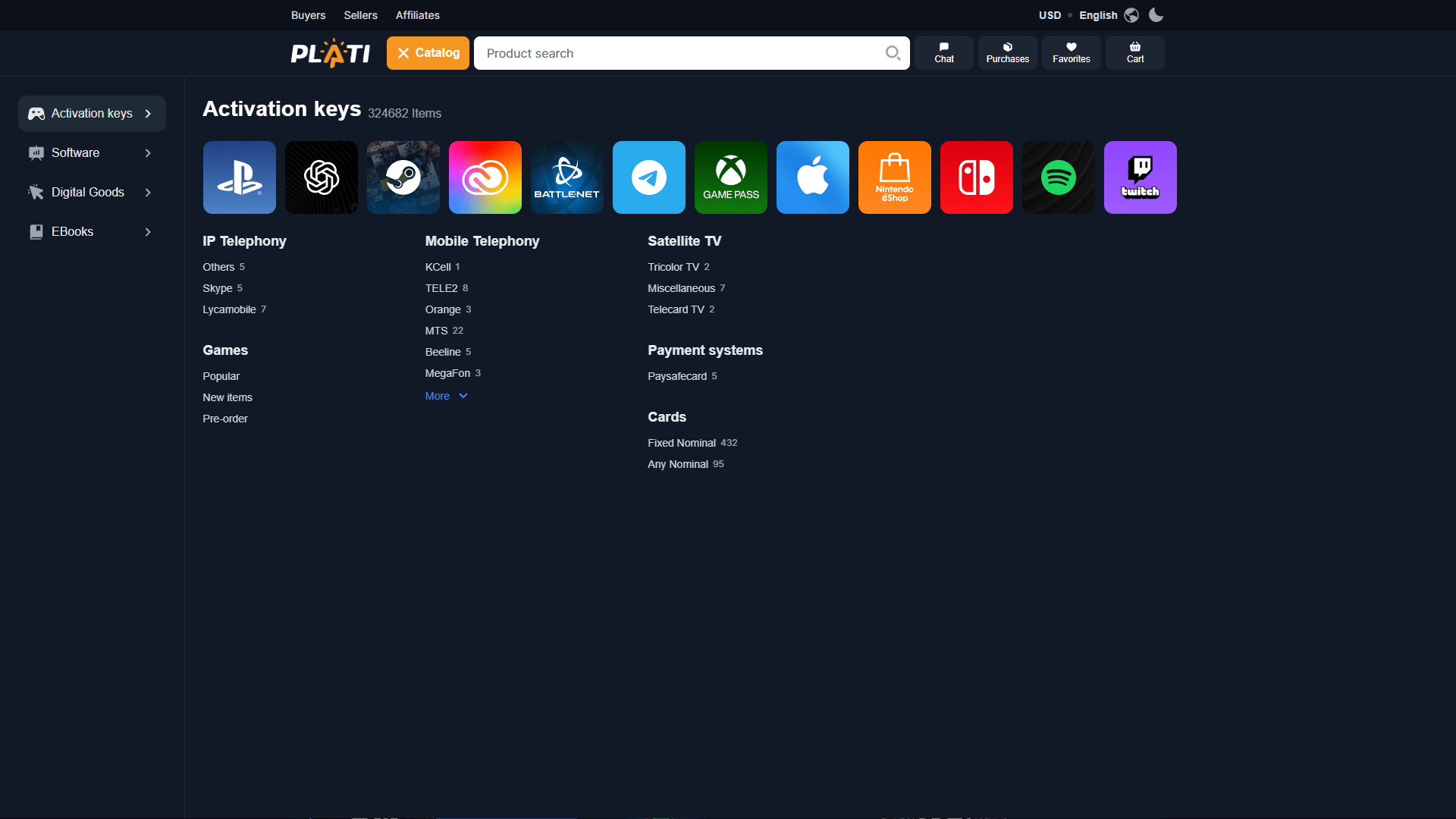 Plati.Market Search Panel ScreenShot